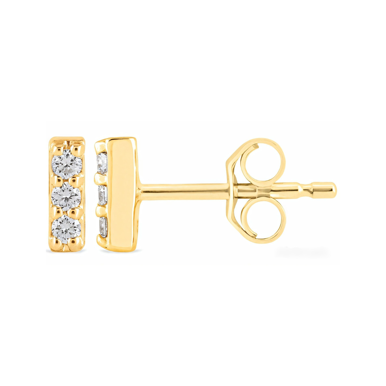 Three Stone Bar Studs - ForevrGold | Los Angeles
