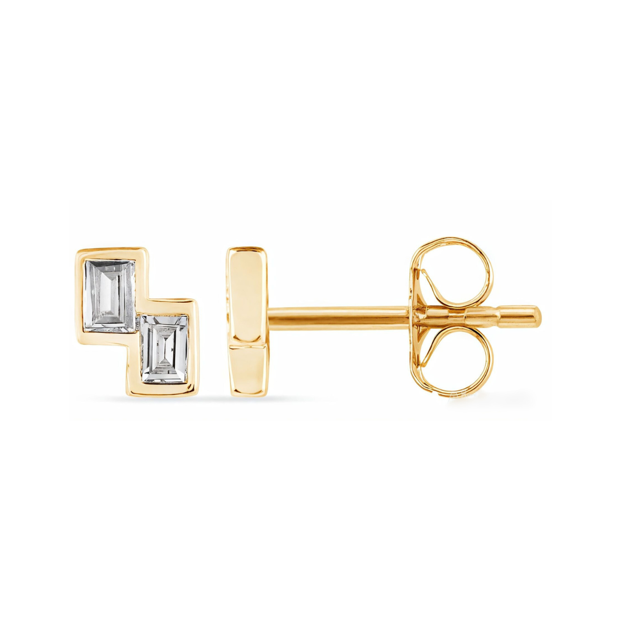 Baguette By Side Studs - ForevrGold | Los Angeles