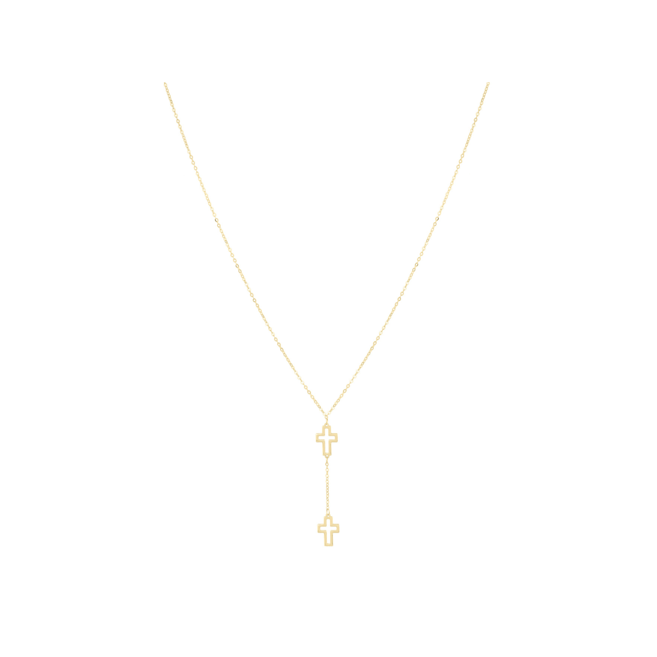 Twin Cross Lariat Necklace - ForevrGold | Los Angeles