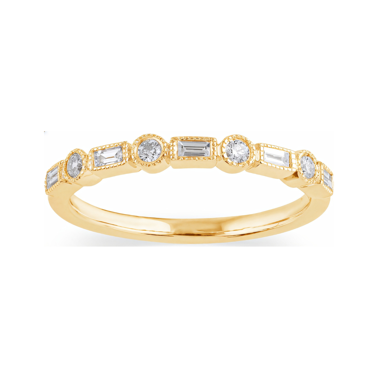 14K yellow gold dash dot fashion ring
