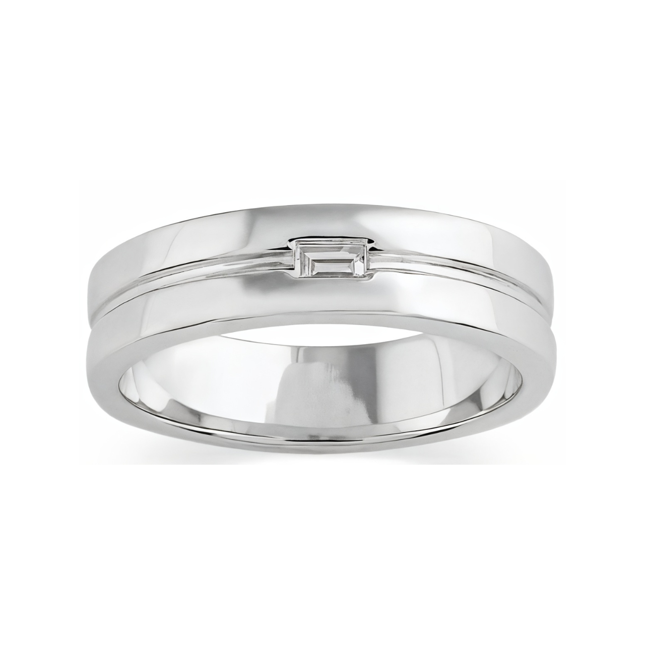 14K white gold wedding band ring