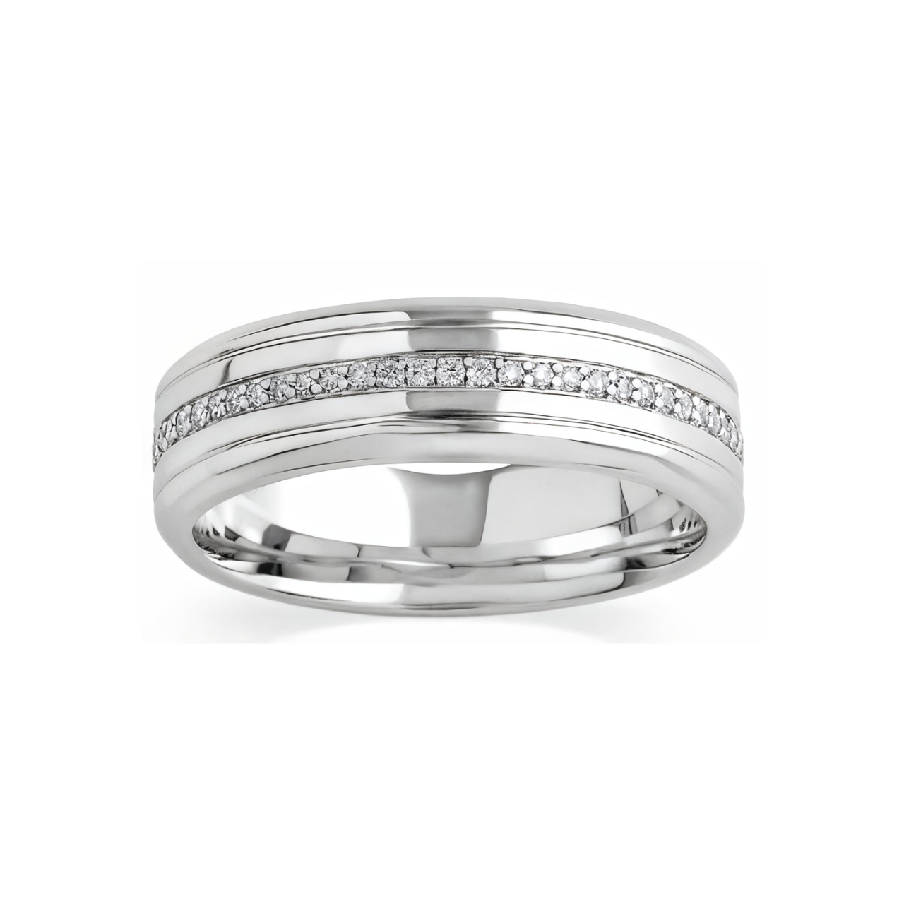 14K white gold wedding band ring