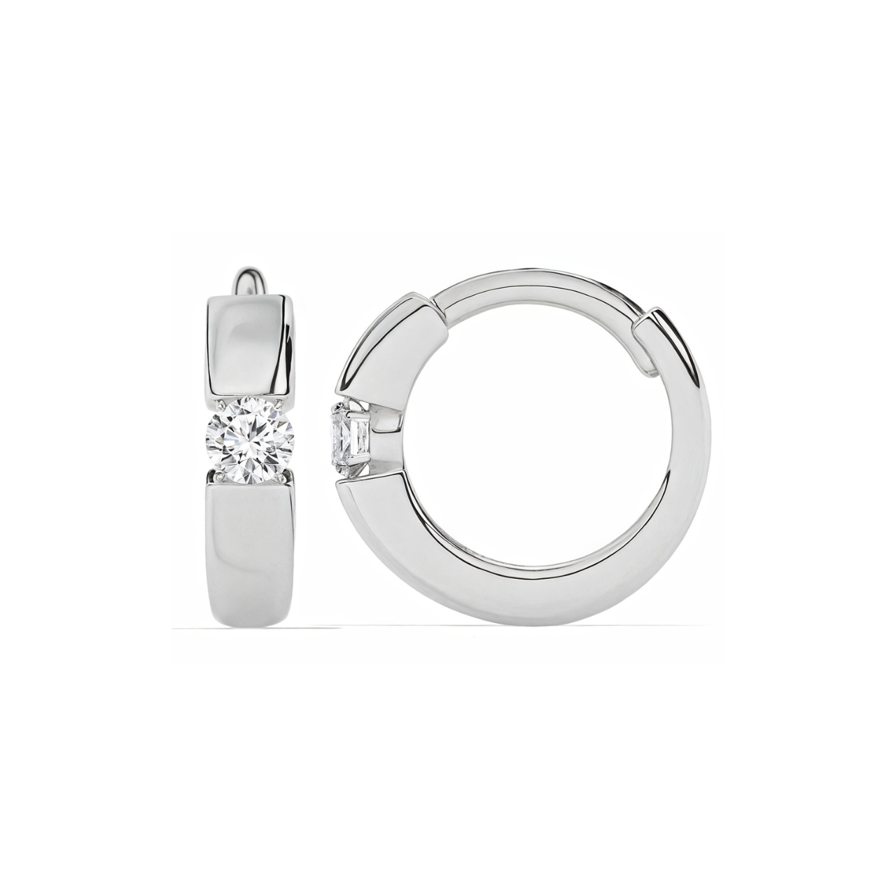 14K white gold huggie earrings