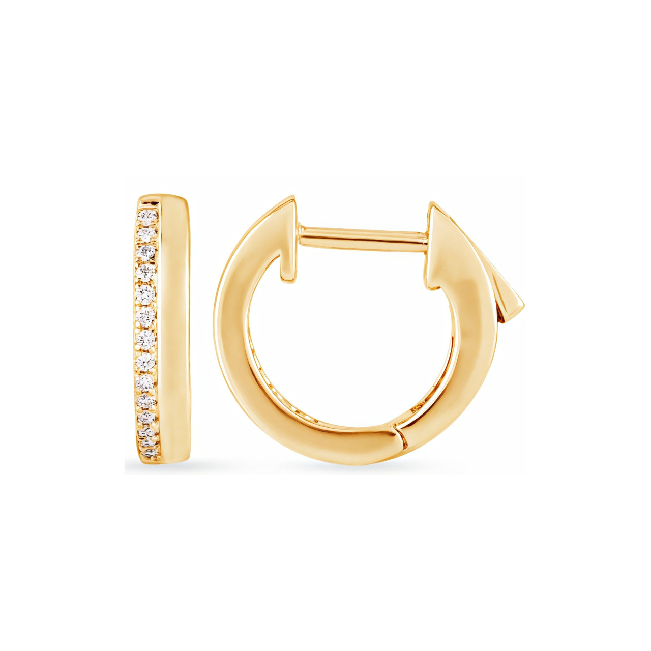 14K yellow gold diamond huggie earrings