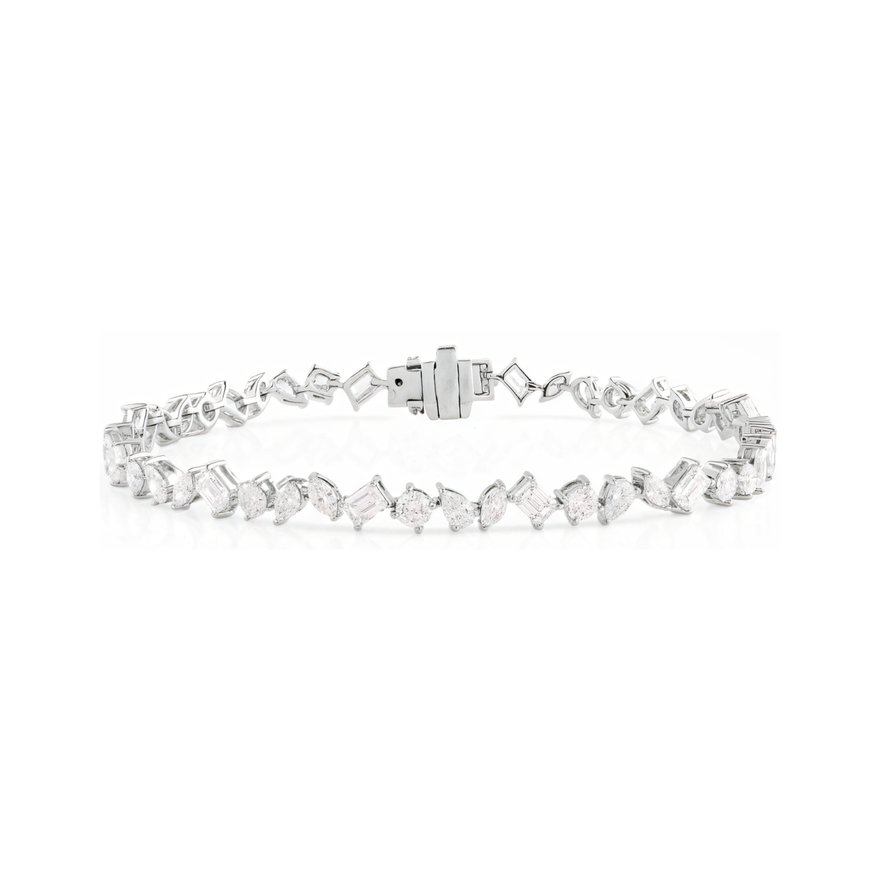 14k white gold Lab Grown Diamond Fancy Stone Tennis Bracelet 5.33 ctw