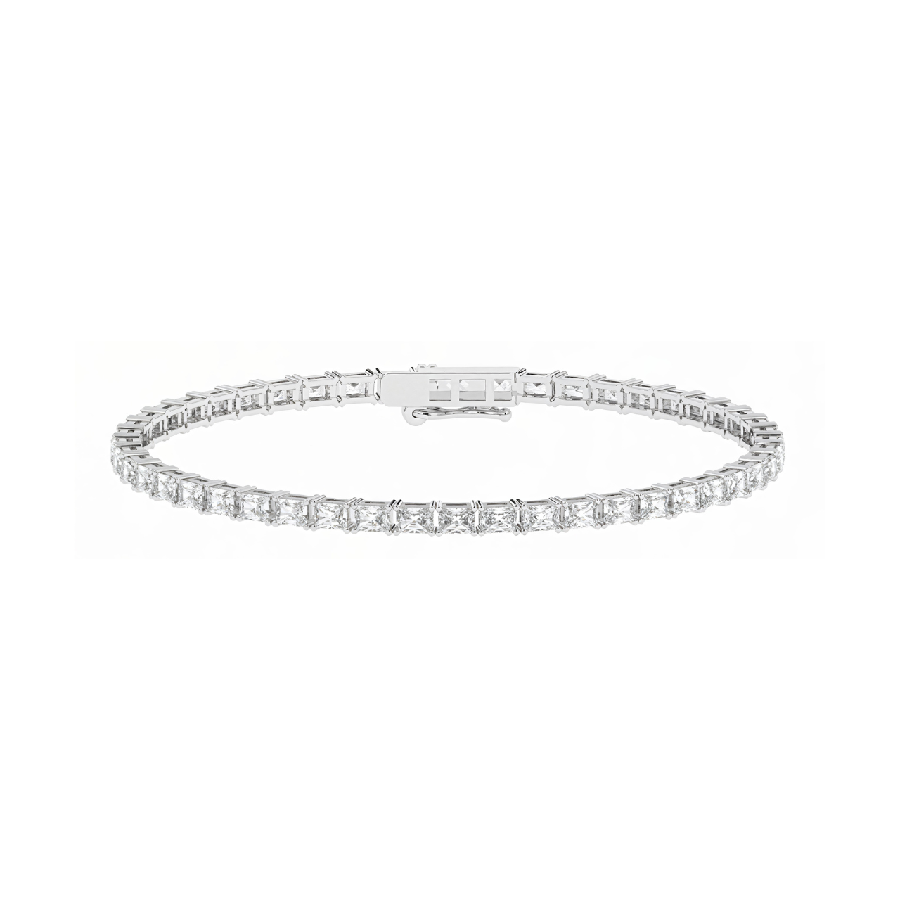 14k white gold Lab Grown Diamond Radiant Tennis Bracelet 7 ctw