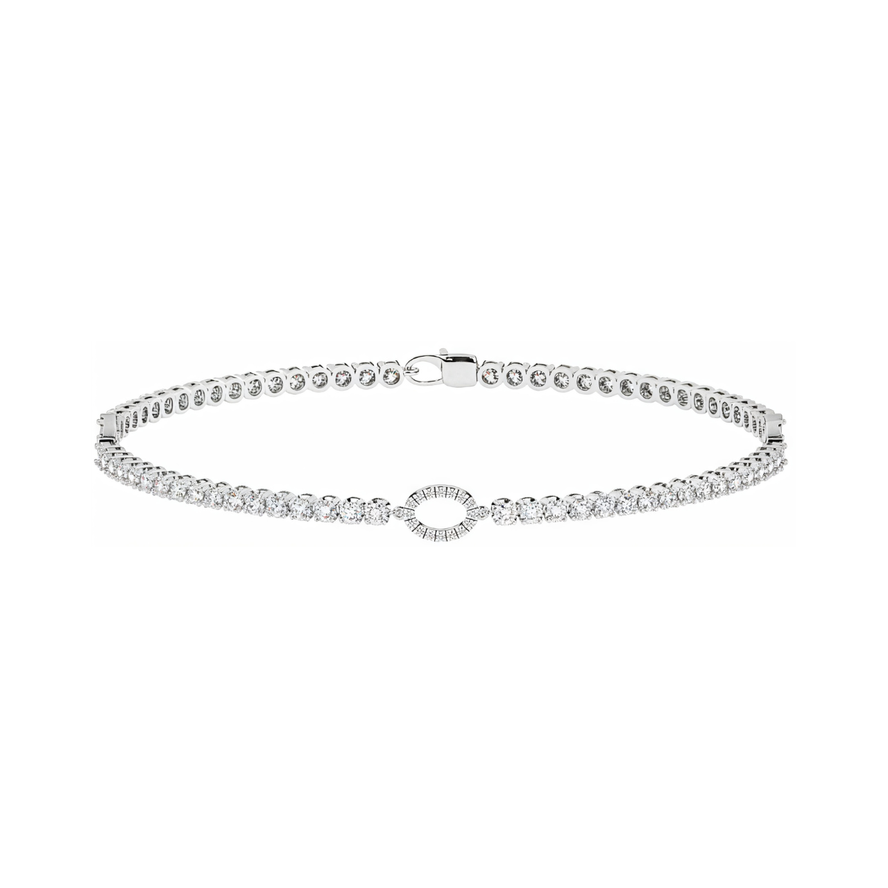 14k white gold, Lab Grown Diamond VS-EF near colorless Sphere Tennis Bracelet