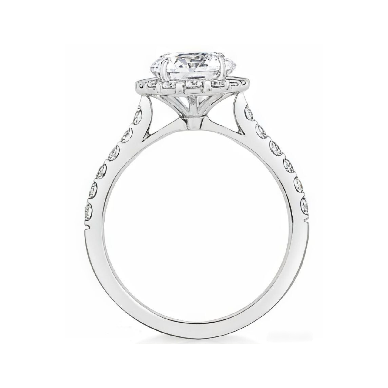 2.63 ctw Floral Halo Round Pave Engagement Ring - ForevrGold | Los Angeles