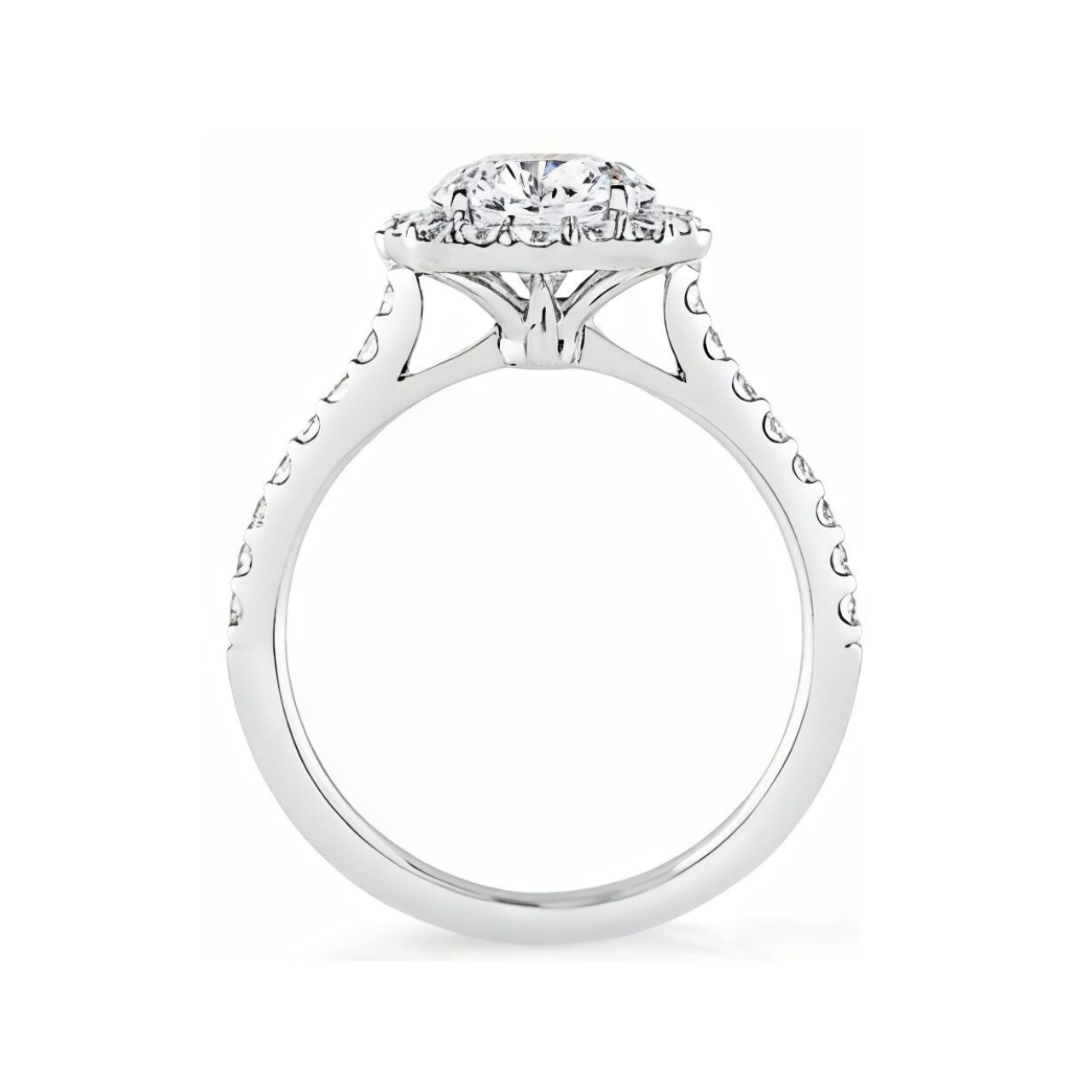 1.43 ctw Floral Halo Round Pave Engagement Ring - ForevrGold | Los Angeles