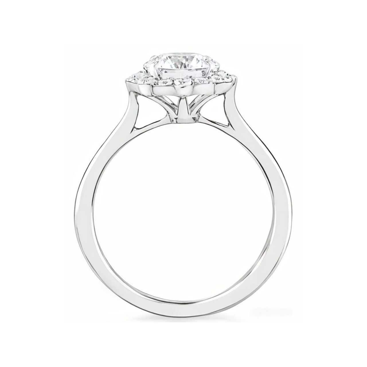 1.83 ctw Floral Halo Round Engagement Ring - ForevrGold | Los Angeles