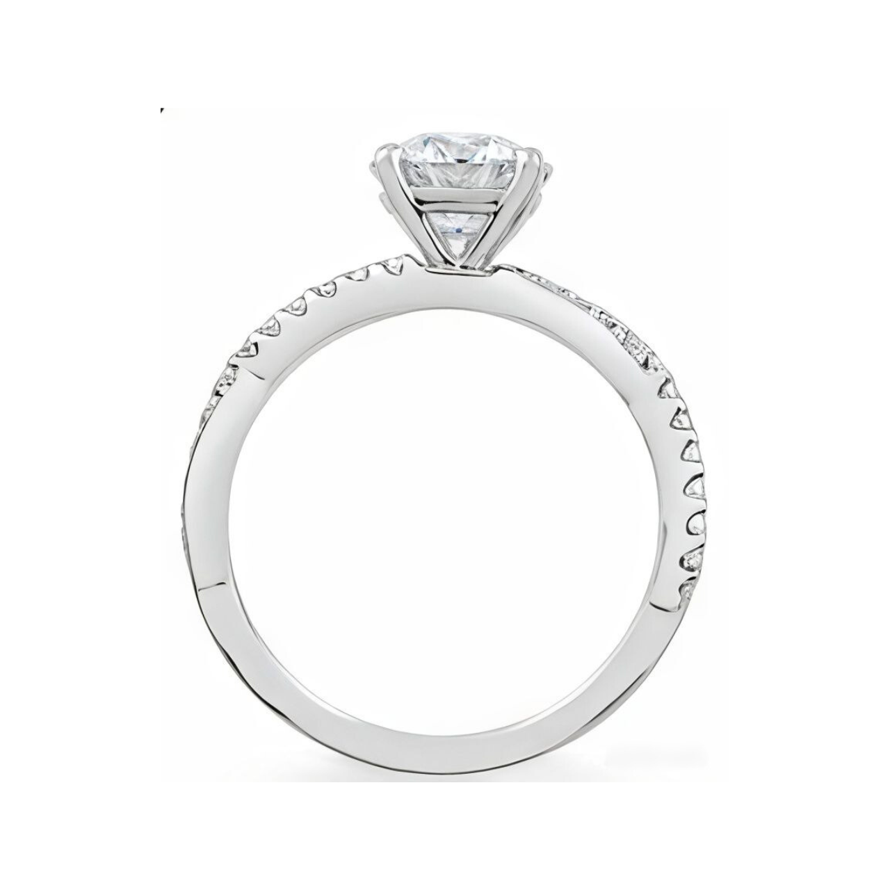 2.18 ctw Twist Band Pave Round Engagement Ring - ForevrGold | Los Angeles