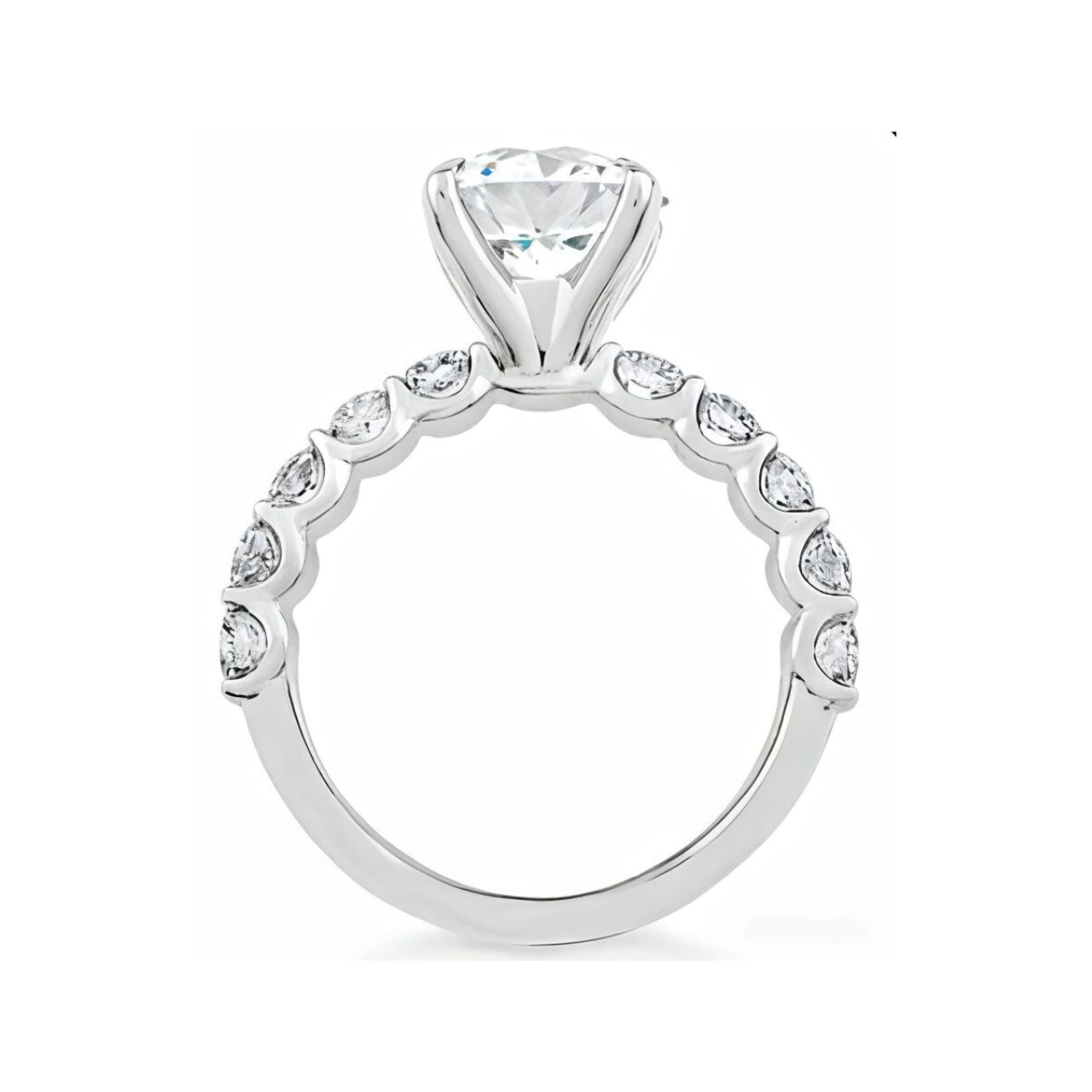 3.04 ctw Side Stone Round Engagement Ring - ForevrGold | Los Angeles