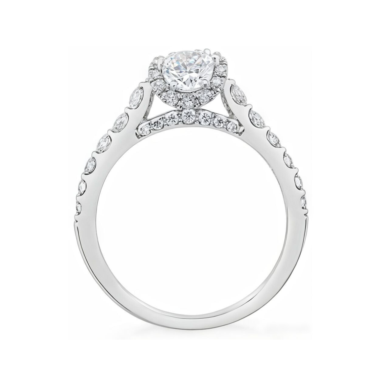 2.74 ctw Graduated Side Stone Cushion Engagement Ring - ForevrGold | Los Angeles