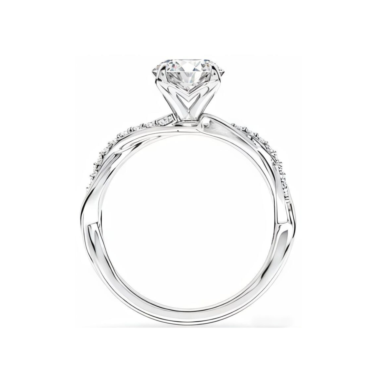 2.12 ctw Swirl Band Round Engagement Ring - ForevrGold | Los Angeles