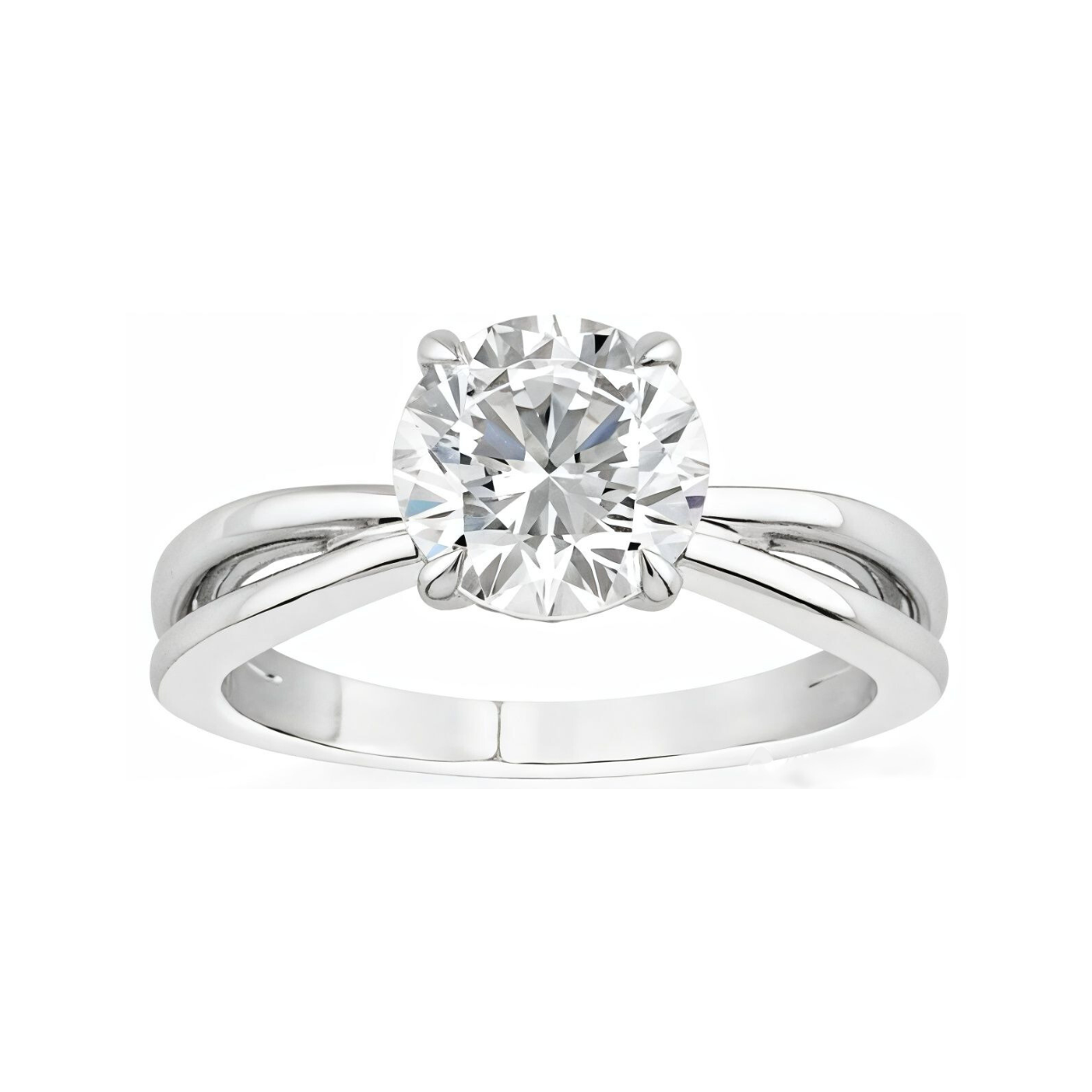 2.10 ctw Tapered Split Shank Round Engagement Ring - ForevrGold | Los Angeles