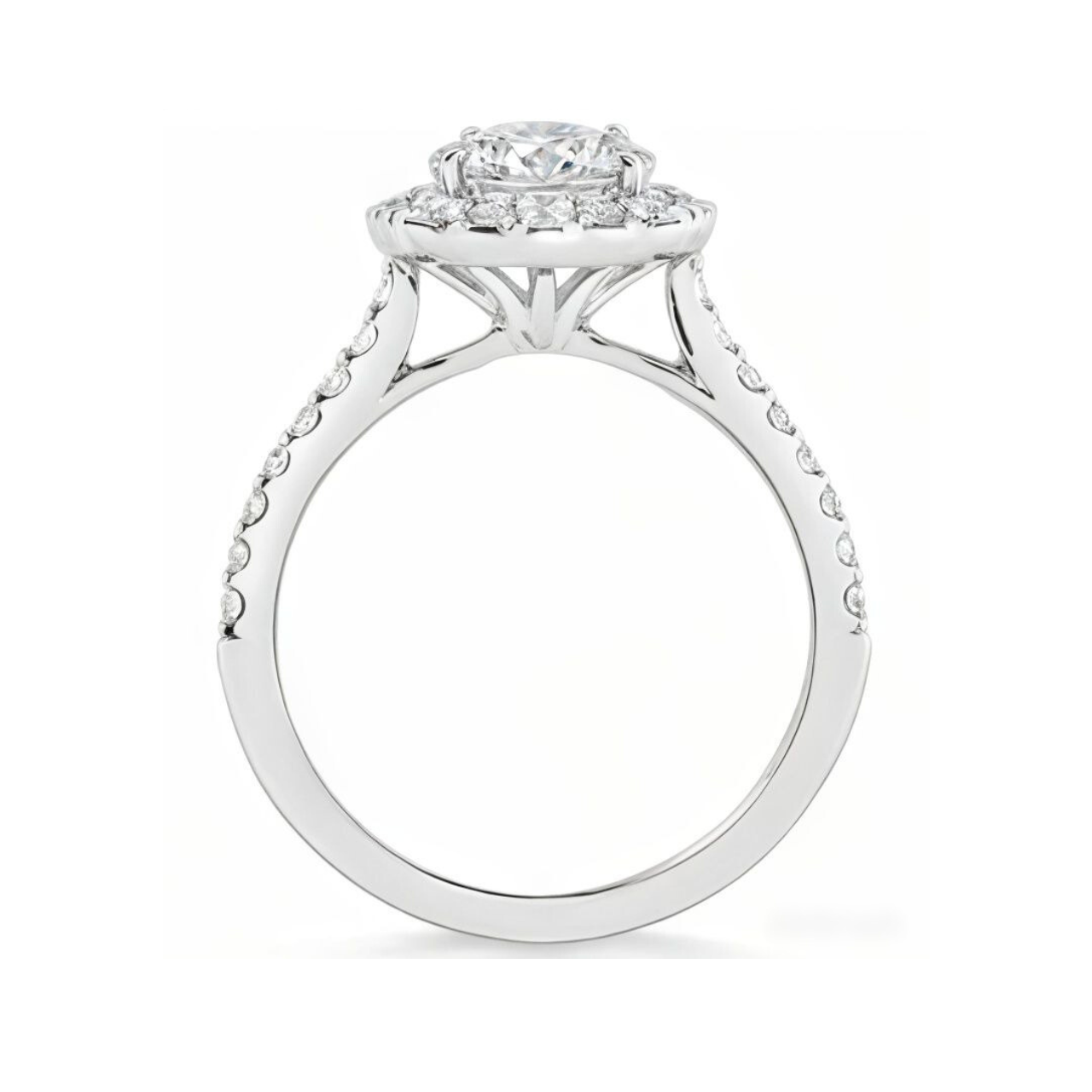 2.10 ctw Floral Halo Round Engagement Ring - ForevrGold | Los Angeles