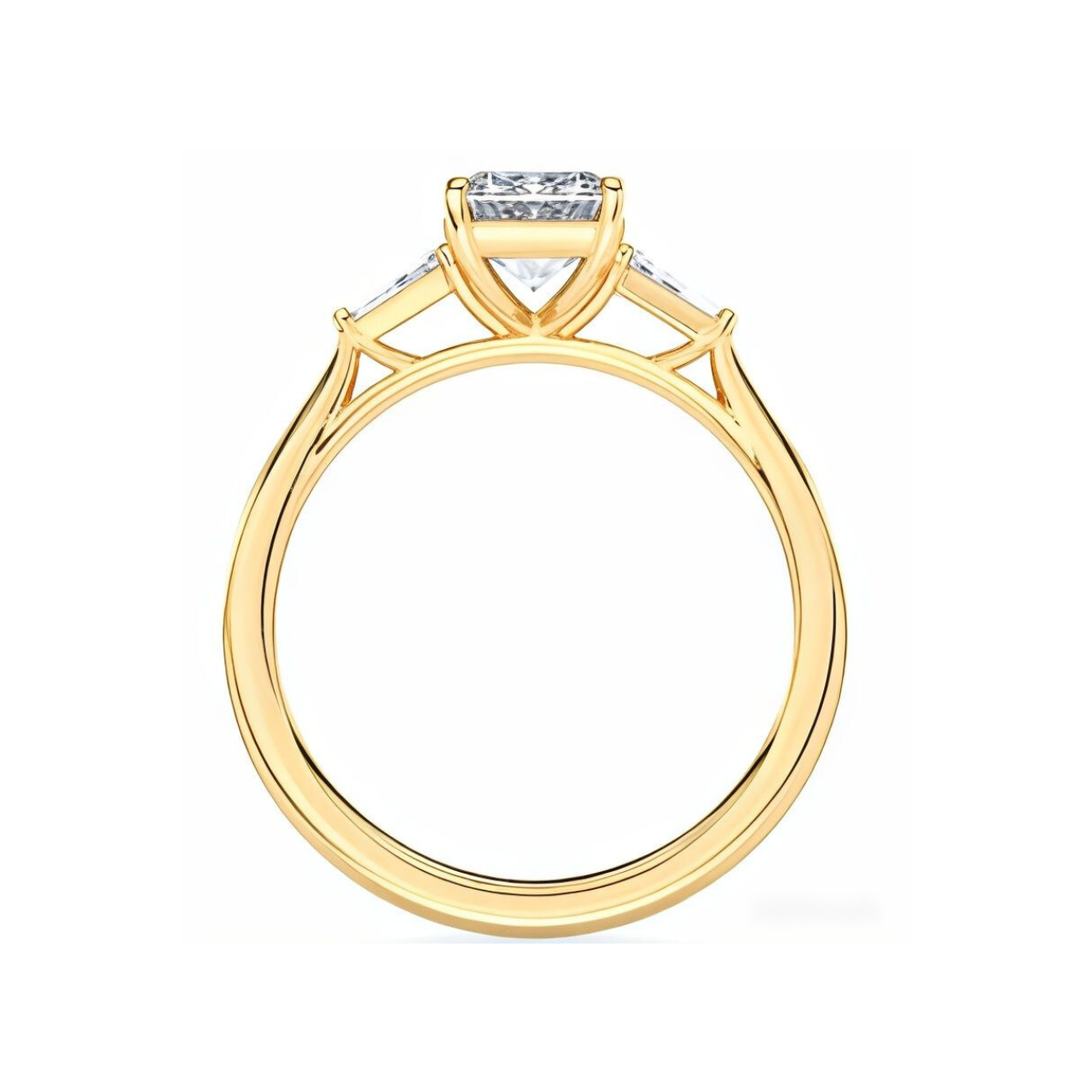 2.20 ctw Three Stone Baguette Emerald Engagement Ring - ForevrGold | Los Angeles