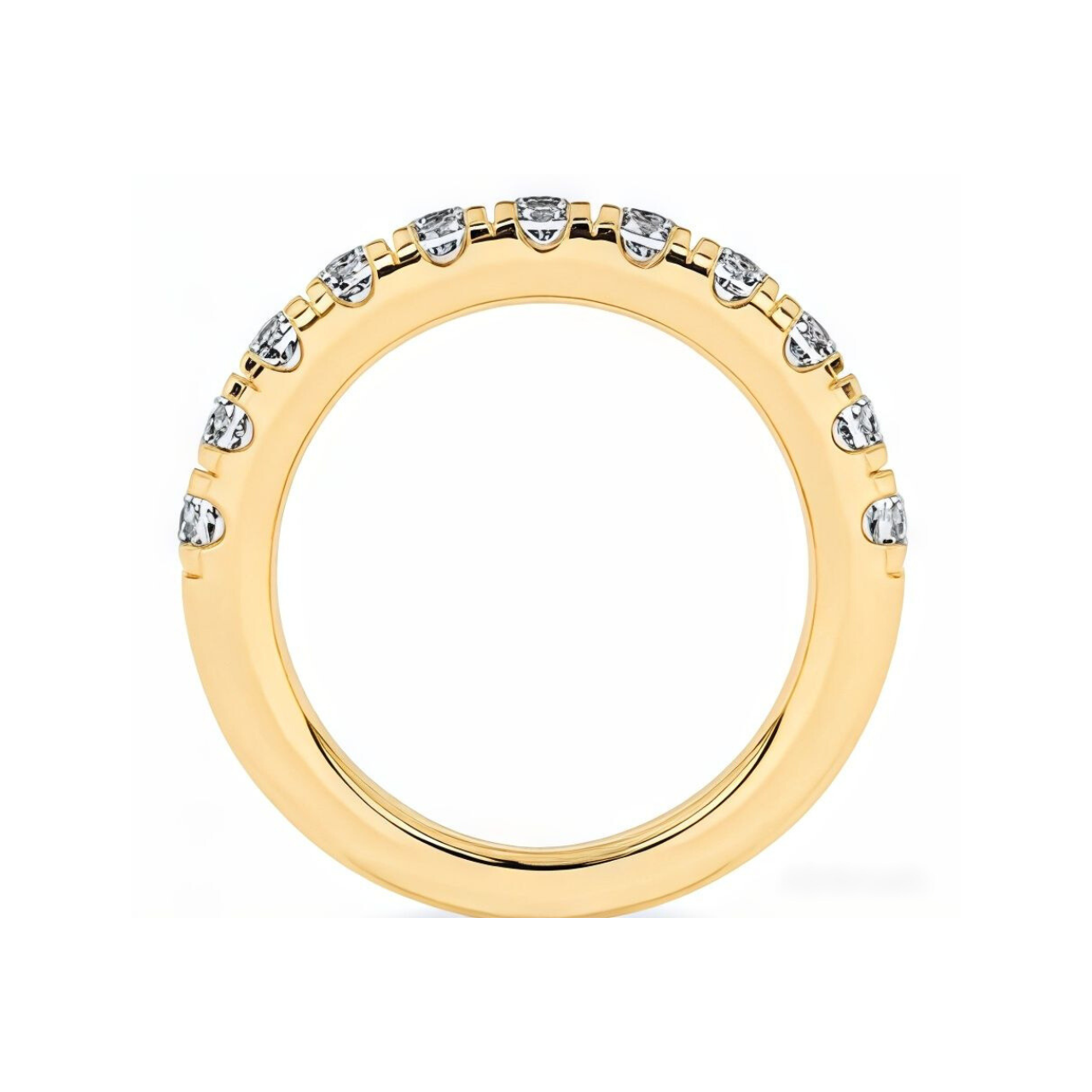 Half Pave Round Band - ForevrGold | Los Angeles
