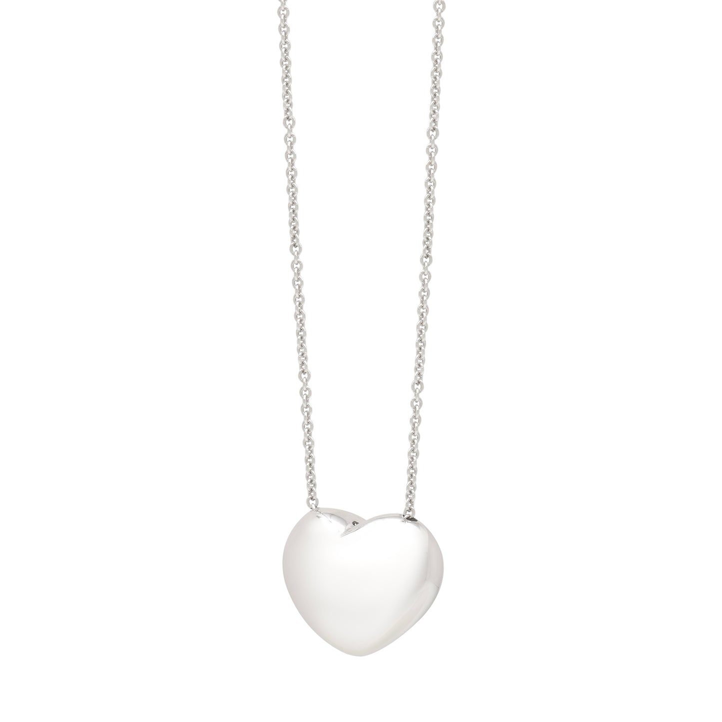 Puffy Heart Silver Necklace