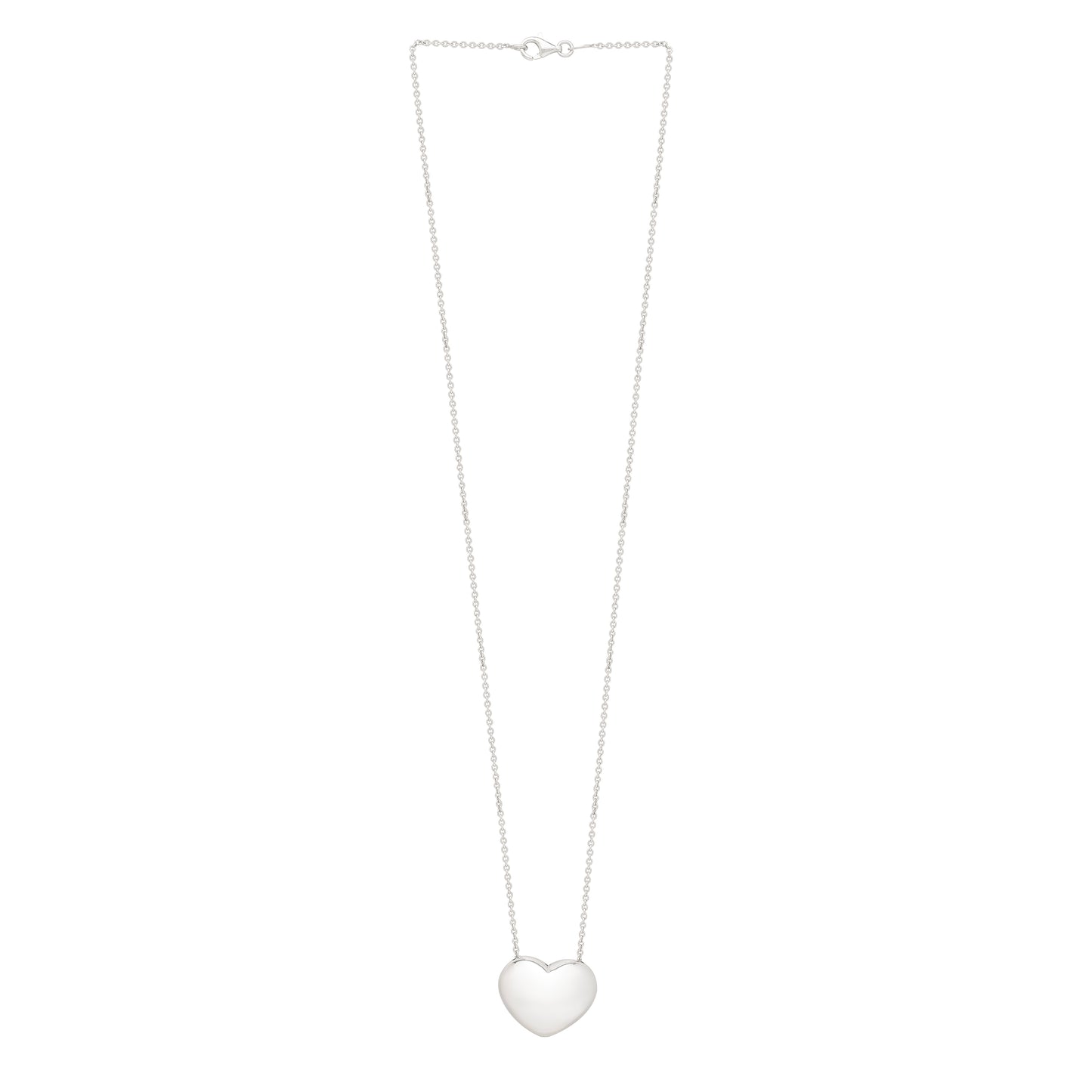 Puffy Heart Silver Necklace