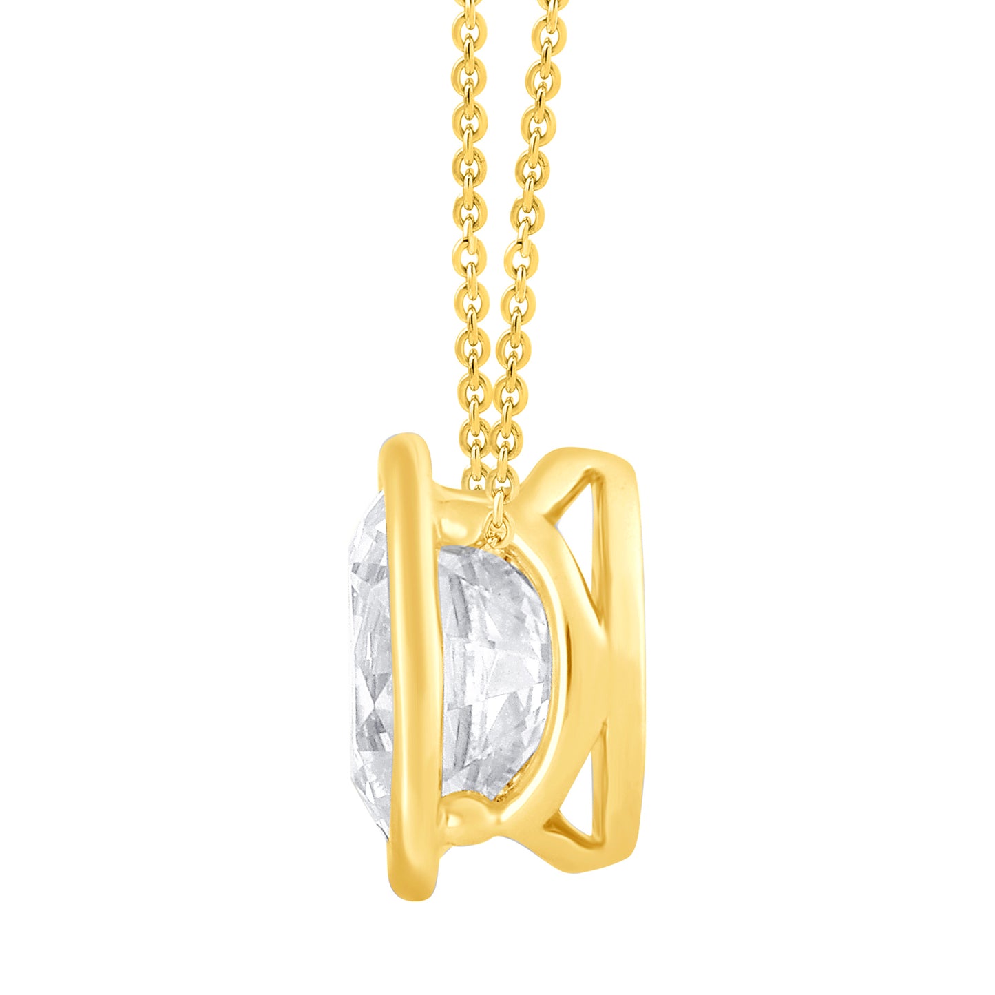 Lab Grown Diamond Bezel Solitaire Pendant Yellow Gold 0.5ct - ForevrGold | Los Angeles