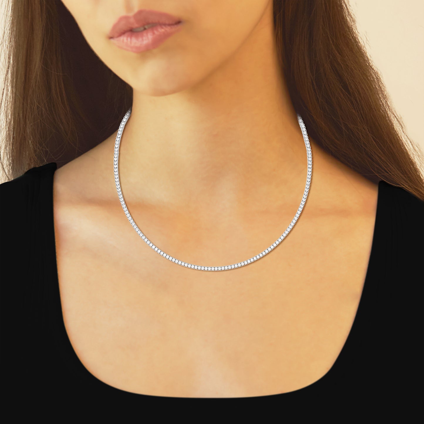 7 ctw Lab Grown Diamond Round Tennis Necklace - ForevrGold | Los Angeles