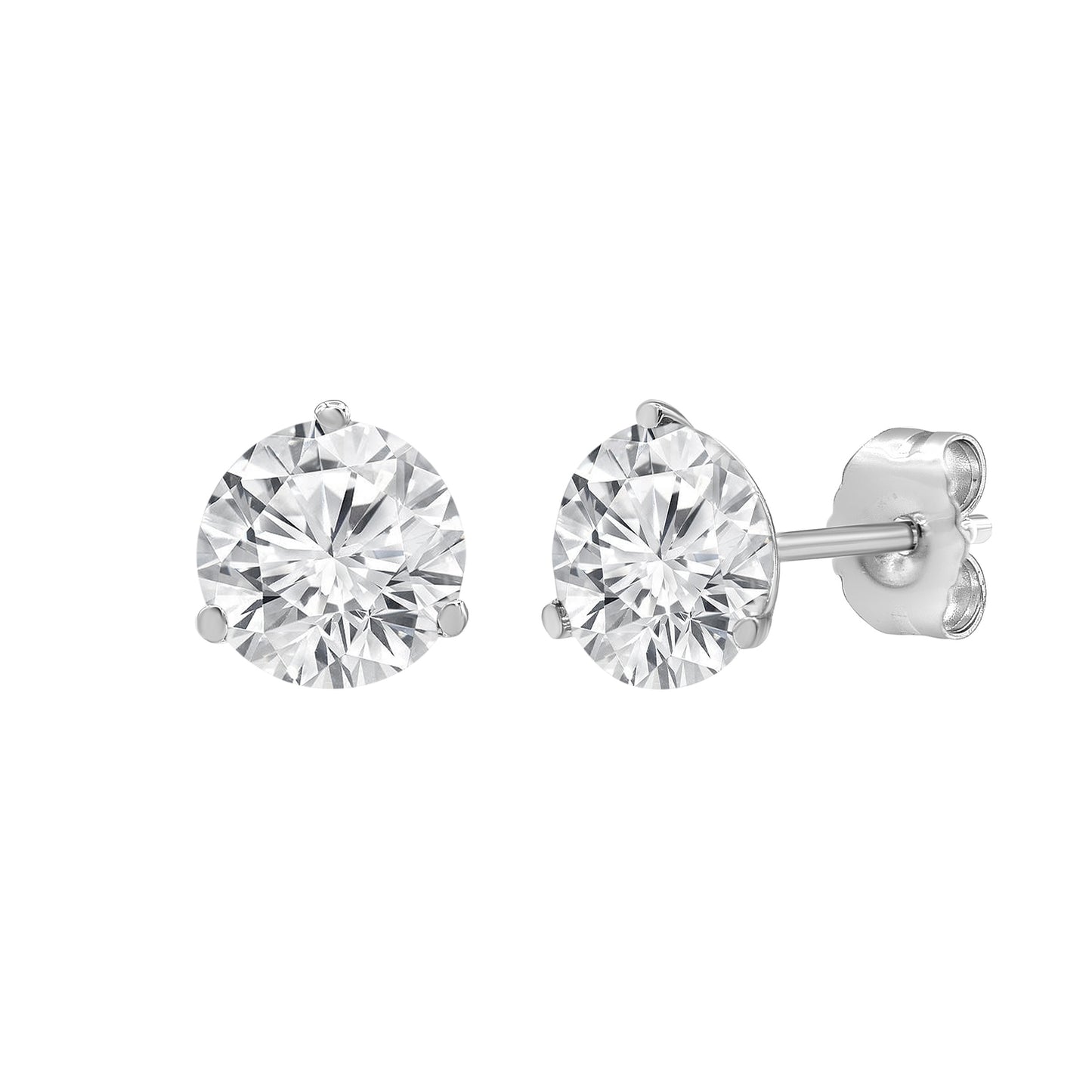 Lab Grown Diamond Three Prong Martini Studs - ForevrGold | Los Angeles