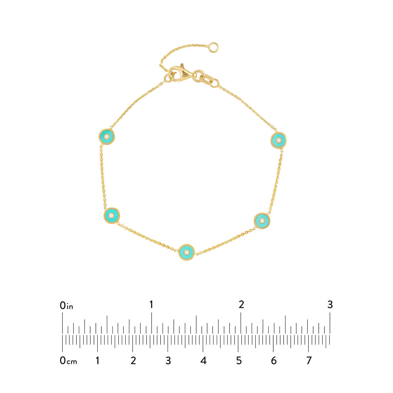 Evil Eye Enamel Station Bracelet - Turquoise - ForevrGold | Los Angeles