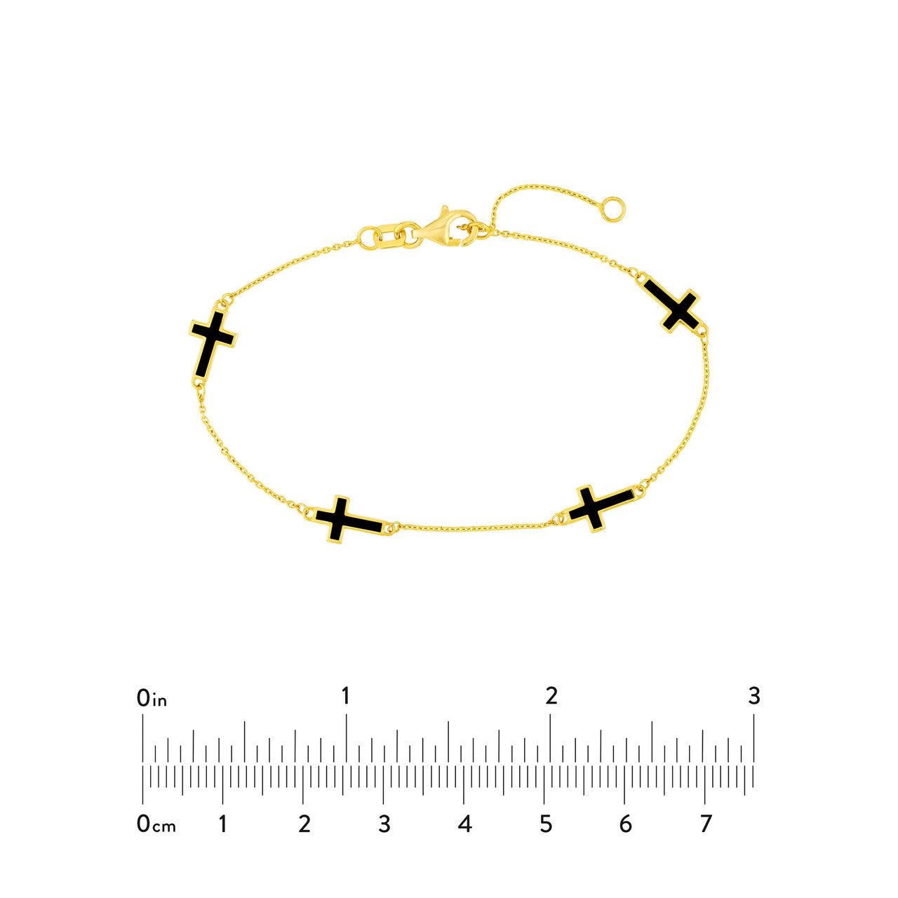 Cross Enamel Station Bracelet - Onyx - ForevrGold | Los Angeles