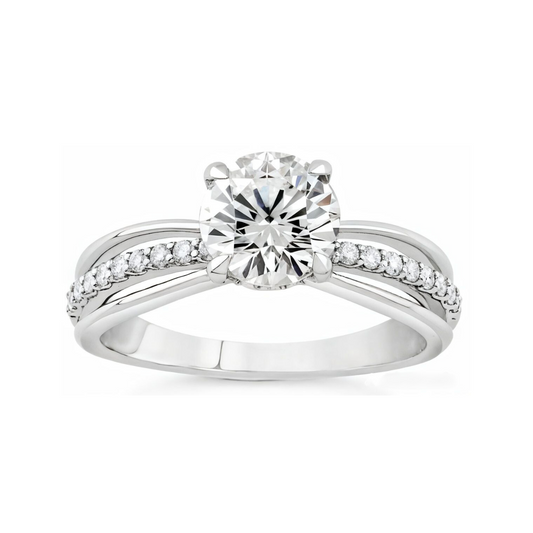 1.73 ctw Twin Split Band Pave Engagement Ring