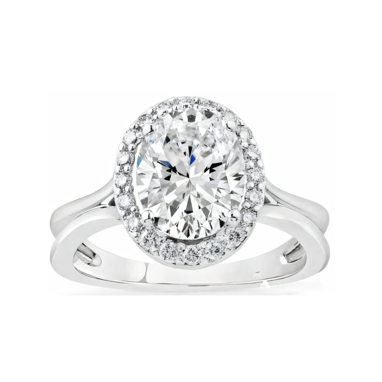 3.01 ctw Split Shank Halo Oval Engagement Ring