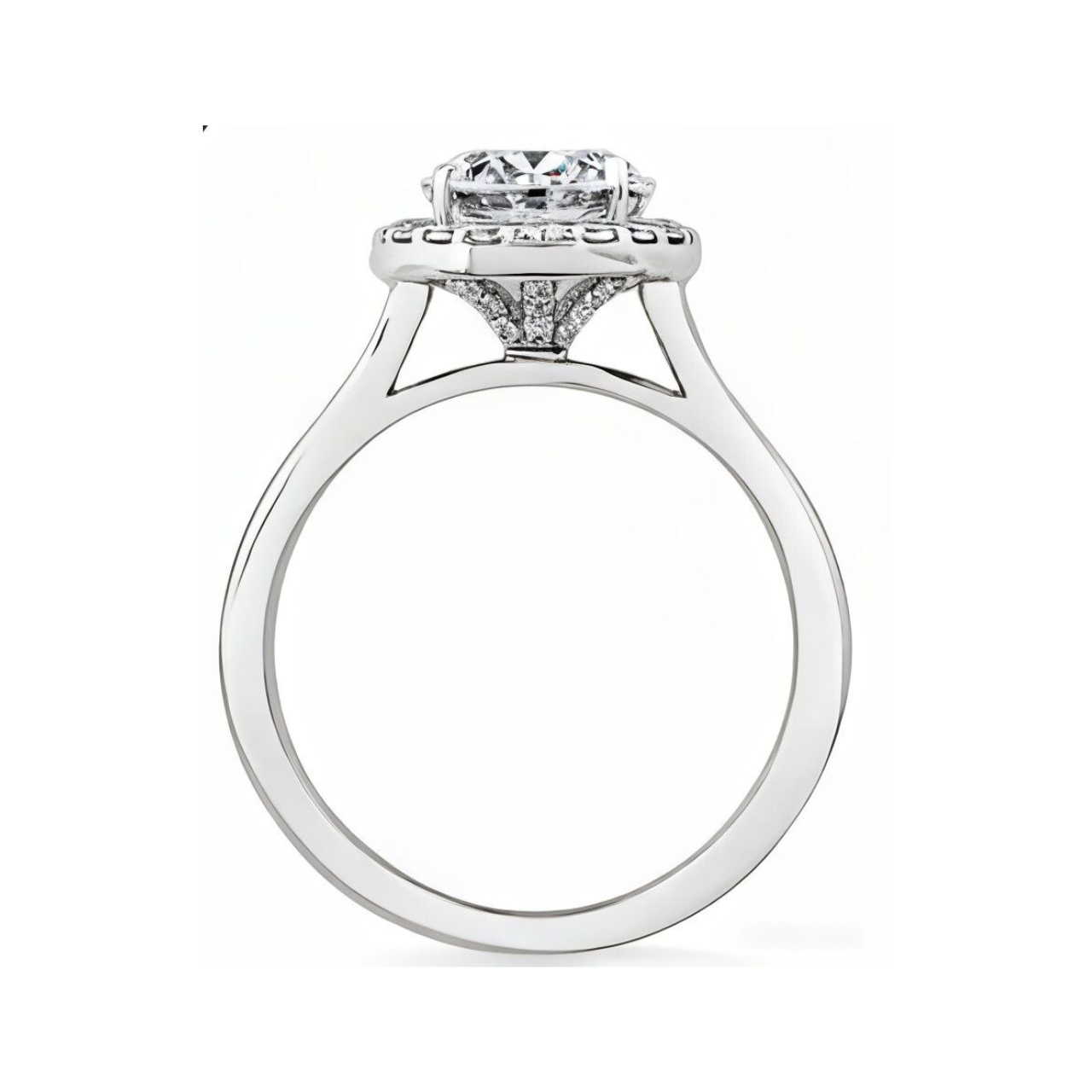 3.01 ctw Split Shank Halo Oval Engagement Ring