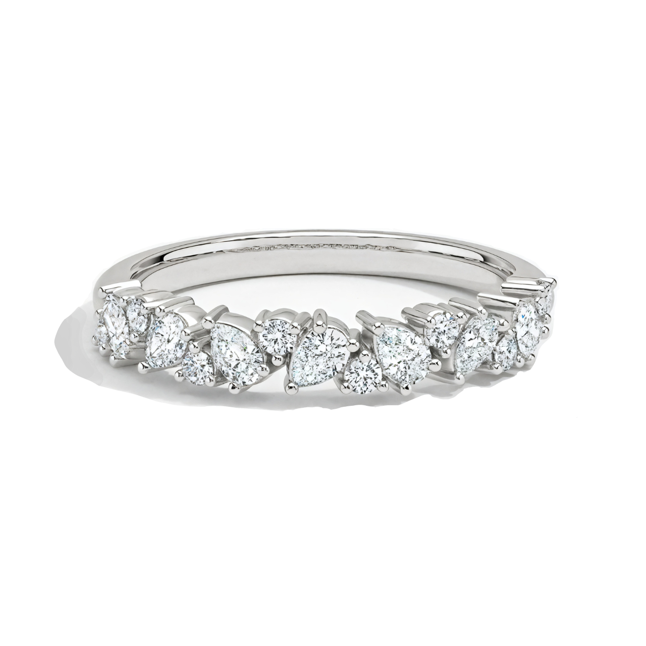 14K white gold fancy wedding band ring
