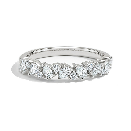 14K white gold fancy wedding band ring