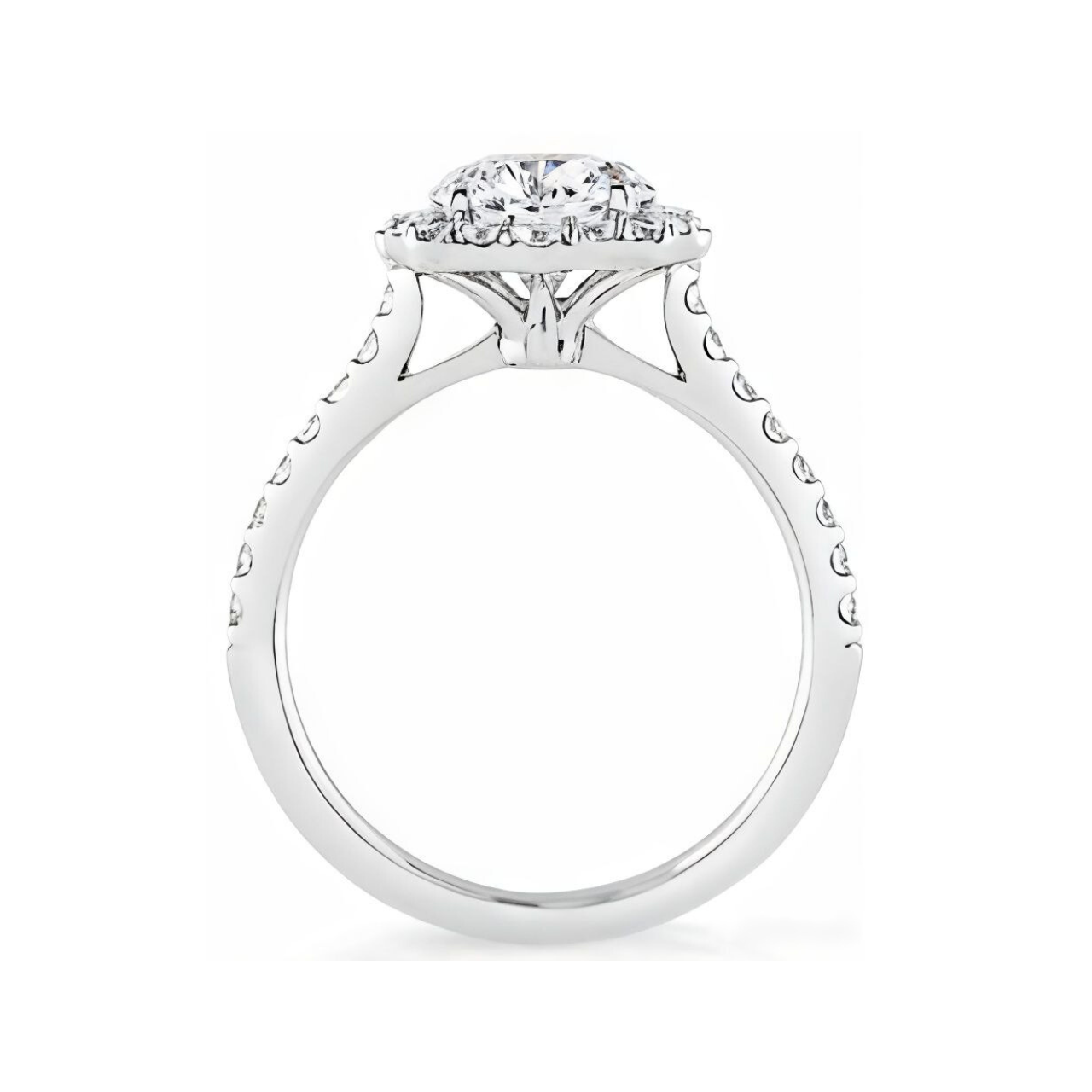 1.43 ctw Floral Halo Round Pave Engagement Ring