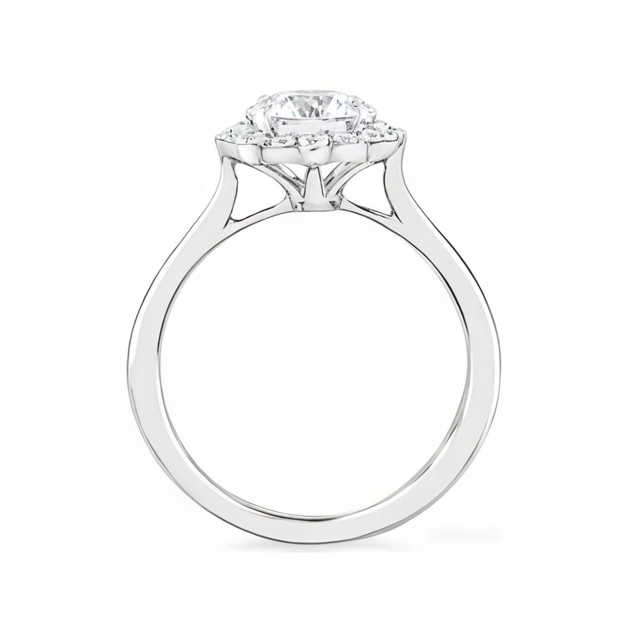 1.83 ctw Floral Halo Round Engagement Ring