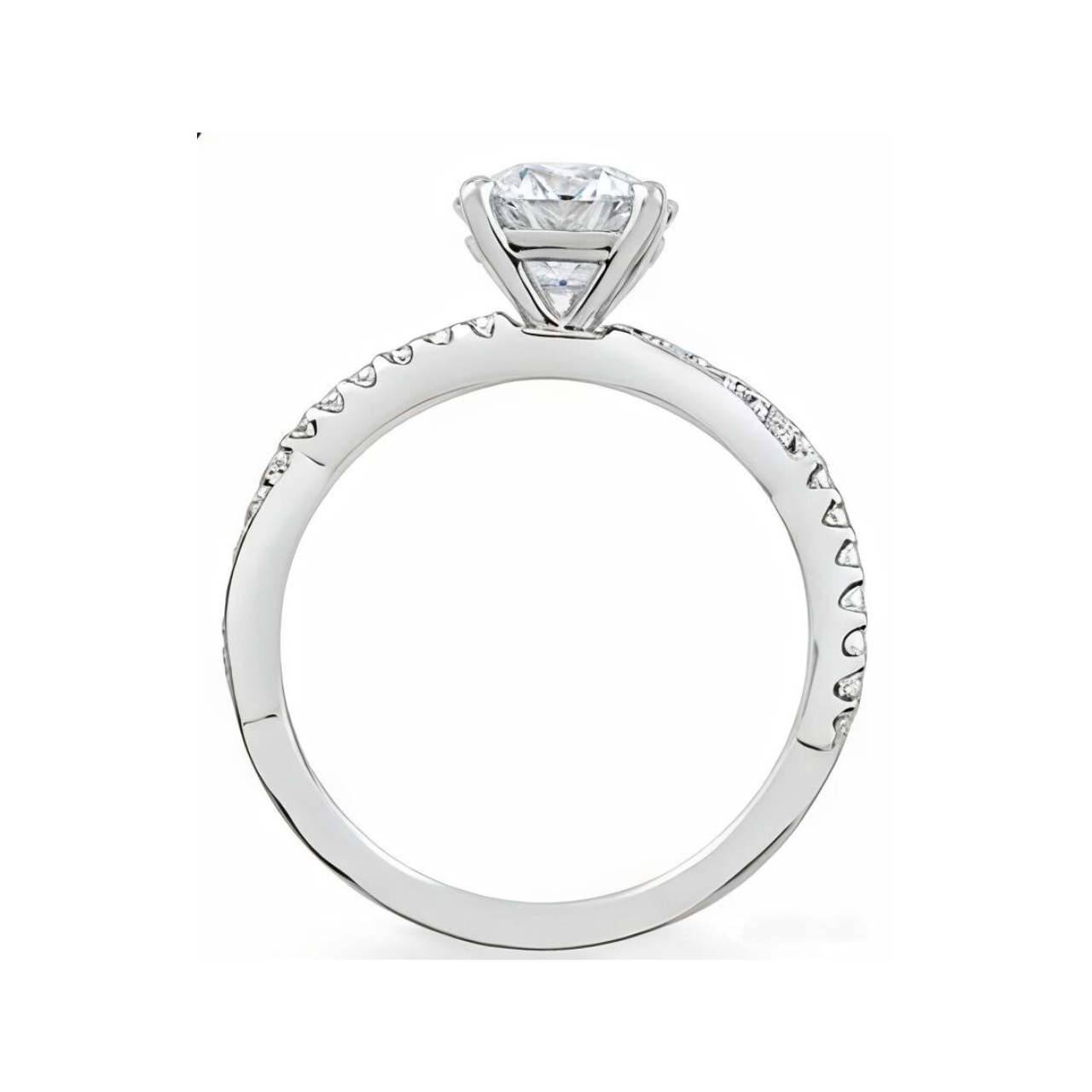 2.18 ctw Twist Band Pave Round Engagement Ring