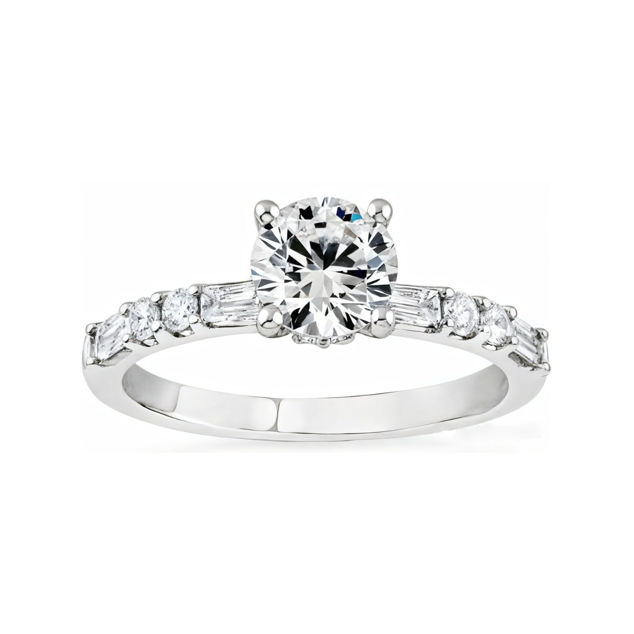 1.37 ctw Dash Dot Round Engagement Ring