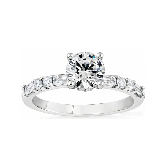 1.37 ctw Dash Dot Round Engagement Ring