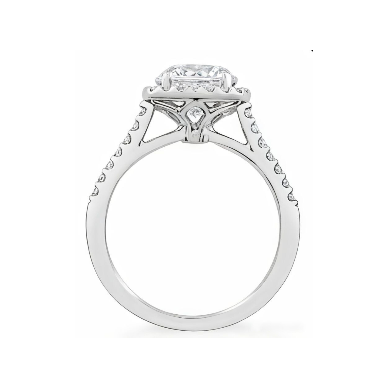 2.53 ctw Split Shank Halo Round Pave Engagement Ring