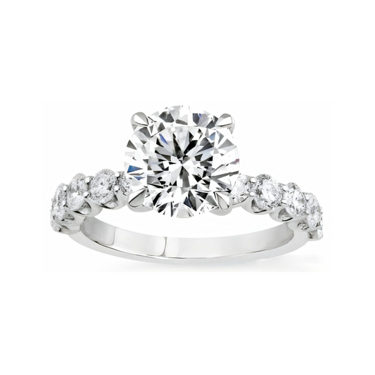 3.04 ctw Side Stone Round Engagement Ring