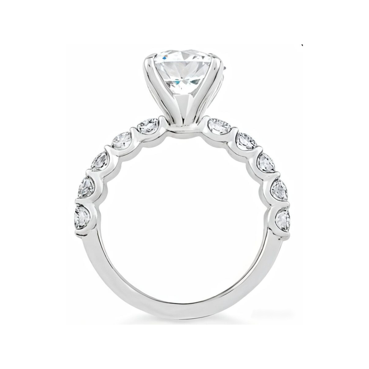 3.04 ctw Side Stone Round Engagement Ring