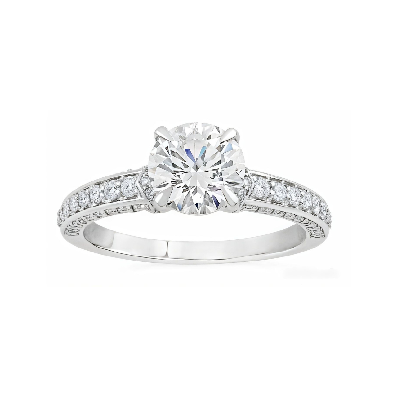 2.01 ctw Channel Shank Round Engagement Ring