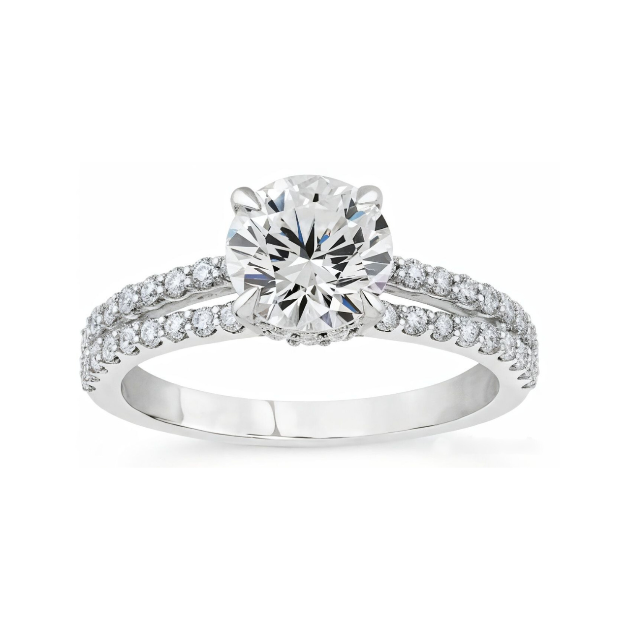 2.04 ctw Split Shank Pave Round Engagement Ring