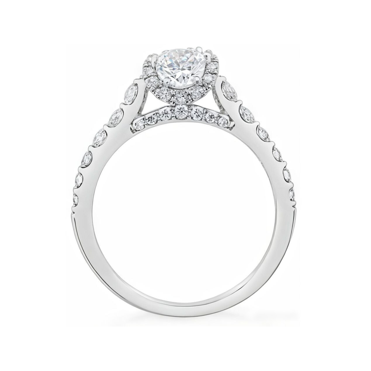 2.74 ctw Graduated Side Stone Cushion Engagement Ring