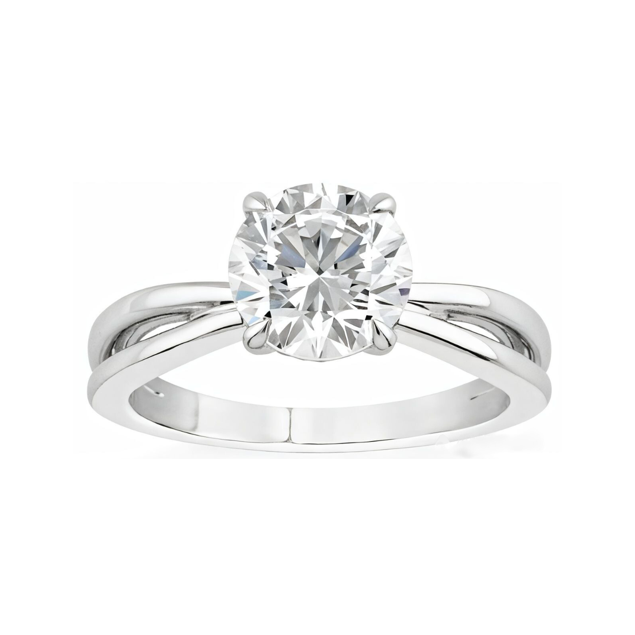 2.10 ctw Tapered Split Shank Round Engagement Ring