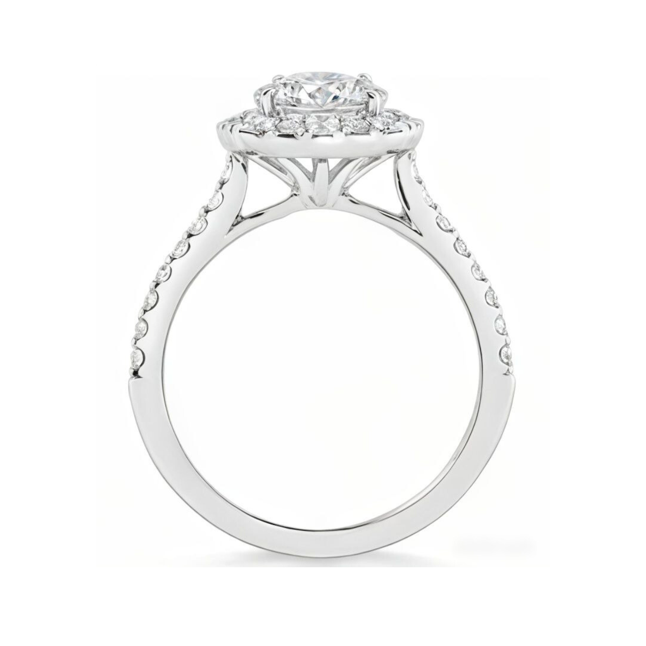 2.10 ctw Floral Halo Round Engagement Ring