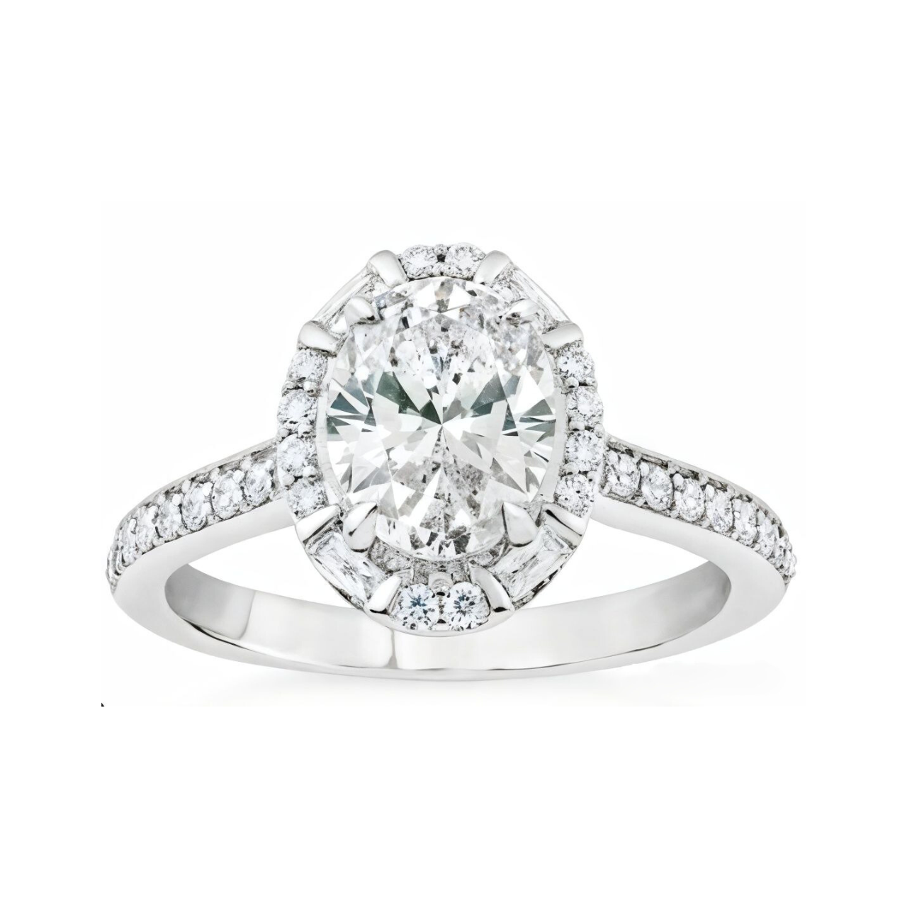 2.4 ctw Dash Dot Halo Oval Engagement Ring