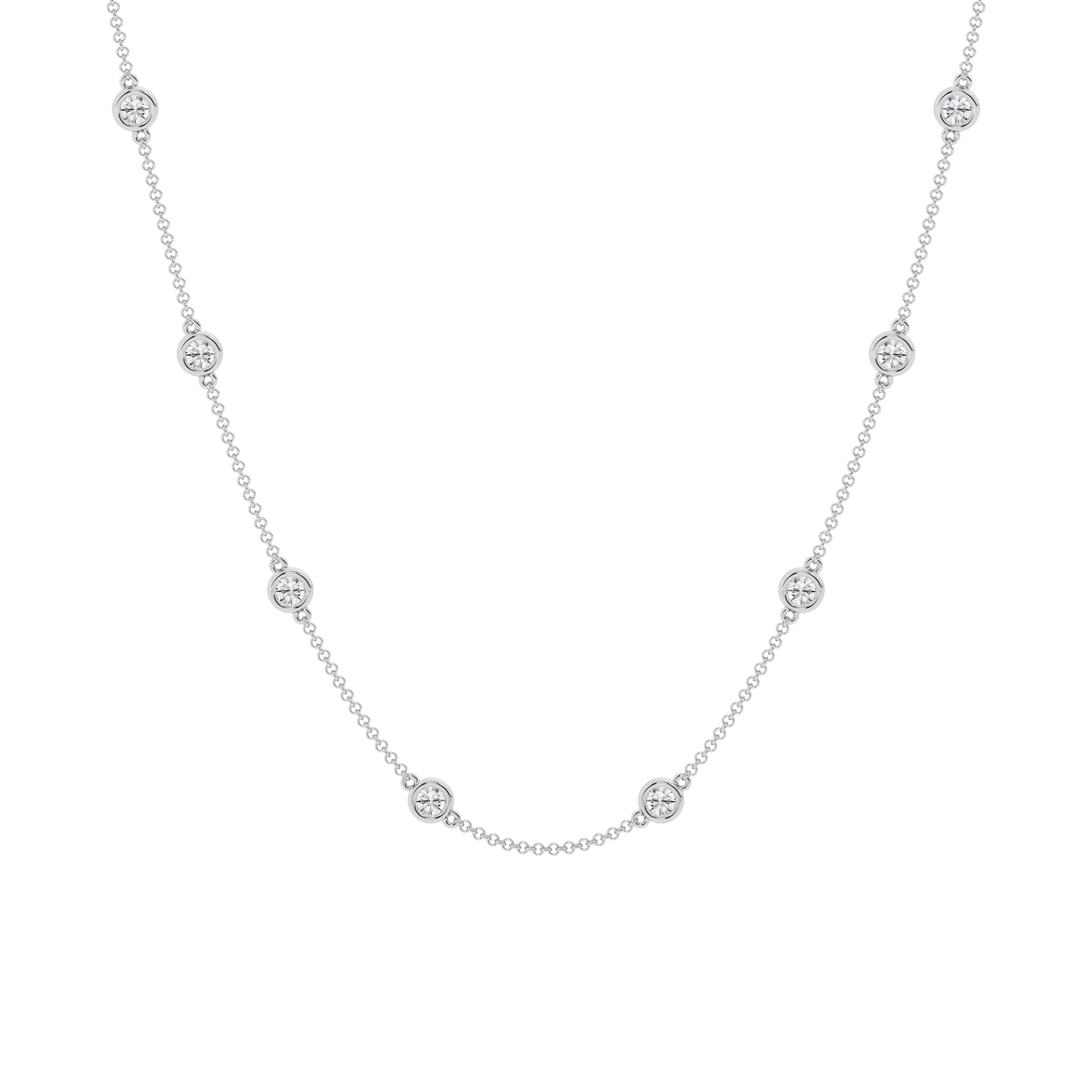 Lab Grown Diamond Round Station Necklace 2ct