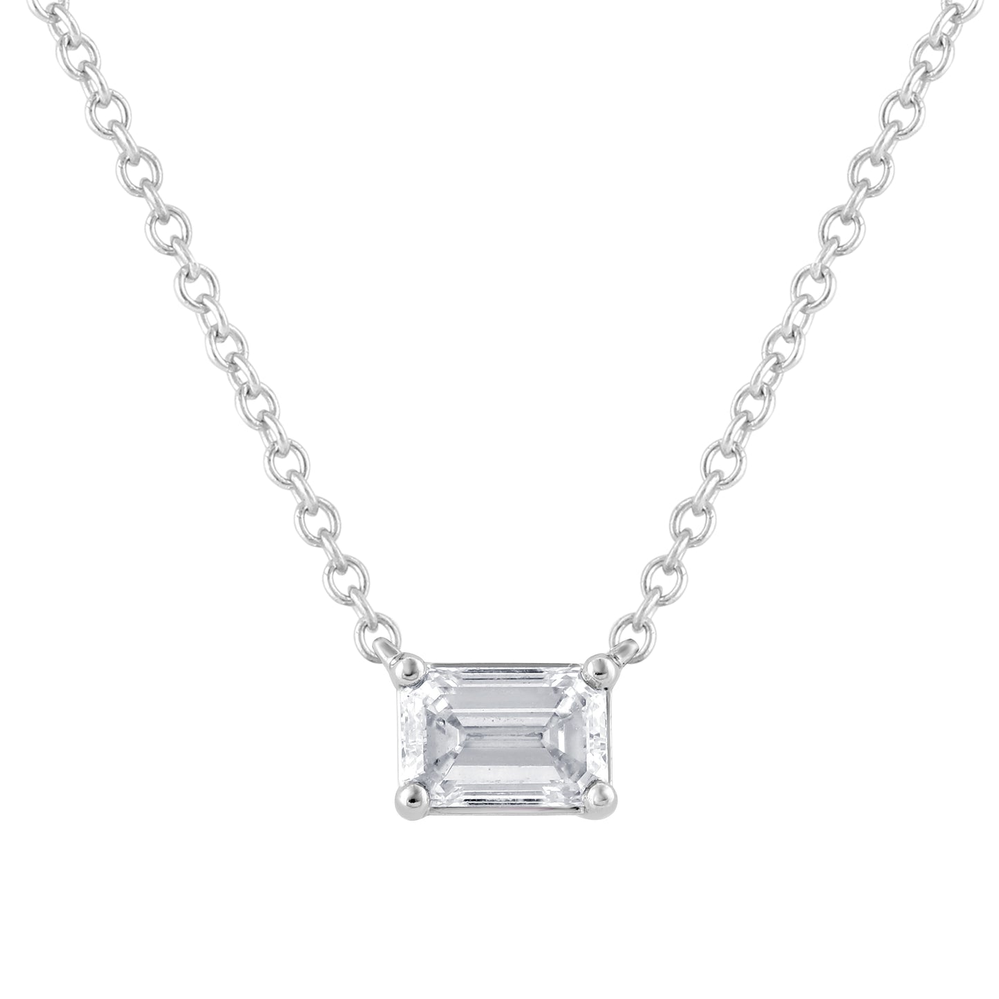 Lab Grown Diamond Emerald Pendant Necklace 0.5ct